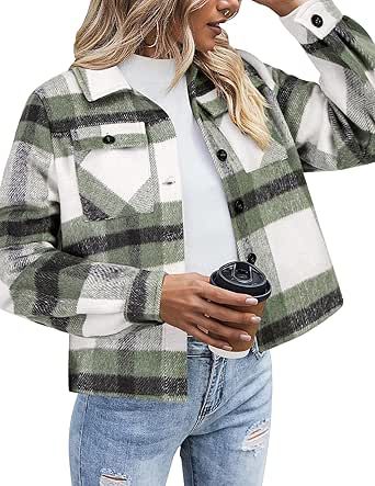 Womens Flannel Jacket, Cropped Shacket, Oversized Button Down Shirt, Plaid Shacket, Plaid Shirts, Flannel Women, Flannel Jacket, Jacket Fashion, Long Sleeve Flannel