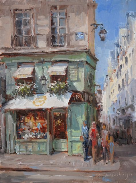 Impressionist Paintings Buildings, Paris Oil Pastel, France Oil Painting, Art Buildings Drawings, Architecture Oil Painting, Christine Lashley Paintings, Acrylic And Oil Pastel, Oil Pastel Architecture, Impressionist Art Easy