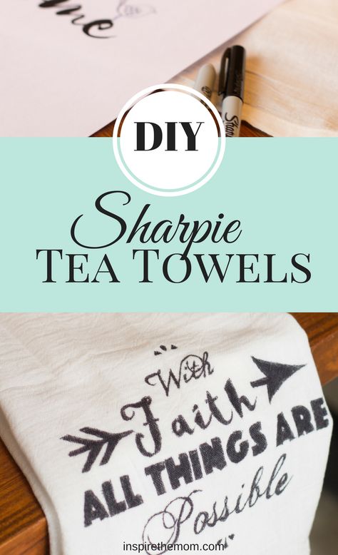 DIY sharpie tea towels. #diy #craft #crafts #sharpie #tea #towels #athome #marker #homemade #farmhouse #easy #fun #make #design Diy Teas, Flour Sack Towels Crafts, Tea Towels Crafts, Kitchen Organizing Ideas, Fire Crafts, Tea Towels Diy, Sharpie Crafts, Diy Sharpie, Flour Sack Kitchen Towels