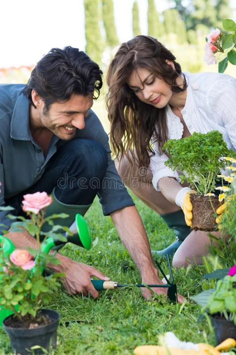 Couples Gardening Together, Couple Gardening Together, Couple Planting Together, Couple Healthy Lifestyle, Couples Gardening, Gardening Pose, Couple Hobbies, Couple In Garden, Healthy Couple