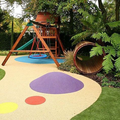 23 Affordable Transform Backyard Into Kids Playground | HomeMydesign Play Area Garden, Kids Garden Play, Children's Play Area, Playground Landscaping, Kids Play Spaces, Play Area Backyard, Play Garden, Outdoor Play Areas, Kids Outdoor Play