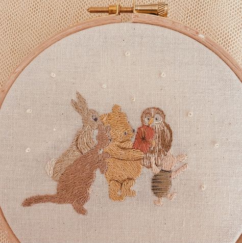 Finished a new Winnie the Pooh kit! Pooh receives a present! I’ll be launching 2 new Christmas themed Winnie the Pooh kits soon as a bundle. #winniethepooh #poohandfriends #pooh #embroiderykits #nurserydecor Winnie The Pooh Gifts, Winnie The Pooh Embroidery, Winnie The Pooh Art, Pooh Embroidery, Classic Winnie The Pooh, A Present, Homemade Christmas Gifts, Homemade Christmas, Room Themes