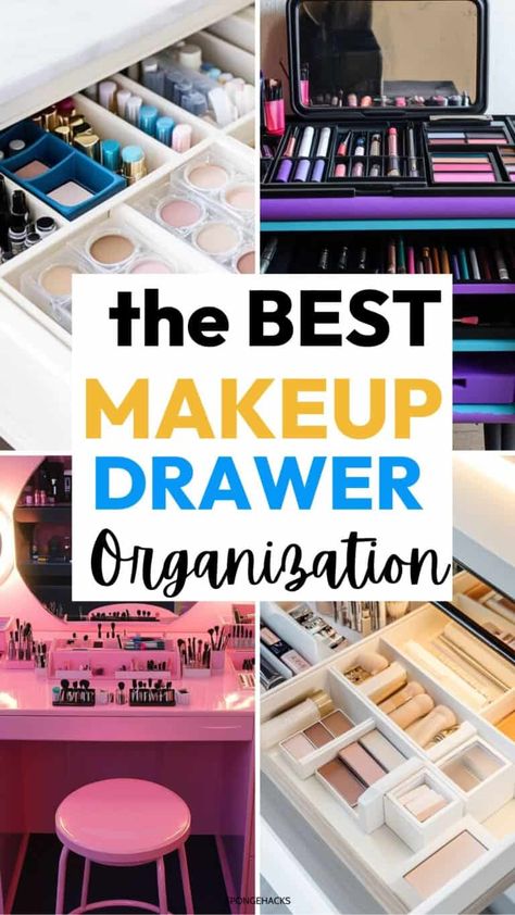 Diy Makeup Drawer Organizer, Makeup Drawer Organization Ideas, Make Up Organiser Ideas, Drawer Organization Makeup, Makeup Storage Wall, Makeup Organization Ideas, Ikea Makeup Storage, Diy Makeup Storage Organizers, Makeup Drawer Organizer