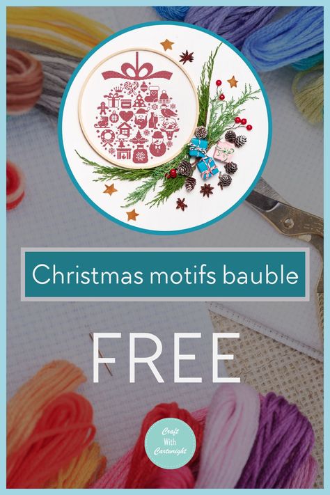 Cross stitch Christmas motifs bauble (free) - Craft with Cartwright Anchor Threads, Free Chart, Beautiful Cross Stitch, Hand Embroidery Projects, Christmas Cross, Cross Stitch Patterns Christmas, Cross Stitch Patterns Free, Free Cross Stitch, Christmas Cross Stitch