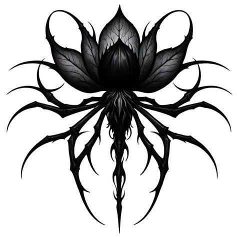 Small Demonic Tattoos, Cover Up Tattoos Ideas Female, Gothic Lotus Tattoo, Sigil Flower Tattoo, Tattoo Coverups Men, Back Tattoos Women Full, Big Cover Up Tattoos Men, Gothic Plant Tattoo, Floral Cybersigilism Tattoo