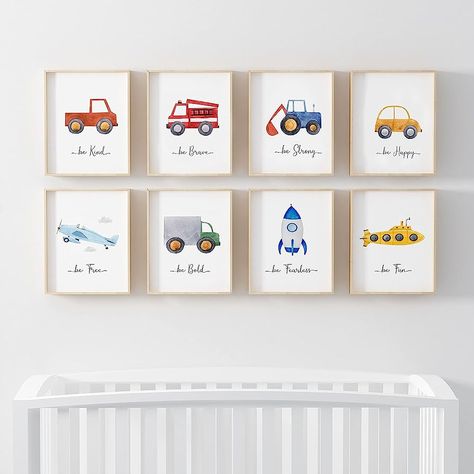 Pompom Prints® Watercolour Cars Children's Nursery Bedroom Wall Art Picture Prints + Inspirational Quotes Poster for Baby Boy | Set of 4 [Picture Frames NOT Included] (4 Prints, Set 1, A4) : Amazon.co.uk: Home & Kitchen Toddler Boy Room Wall Decor, Boys Cars Bedroom, Toddler Boy Room Cars, Toddler Room Wall Decor, Art For Boys Room, Baby Boy Wall Art, Baby Boy Nursery Wall Art, Kids Picture Frames, Toddler Wall Art