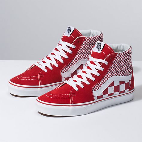 Checker Vans Outfit, Galactic Goddess, Vans Shoes High Tops, Red Checkered Vans, Cute Vans, Vans High, Tenis Vans, Vans Vans, Vans Outfit