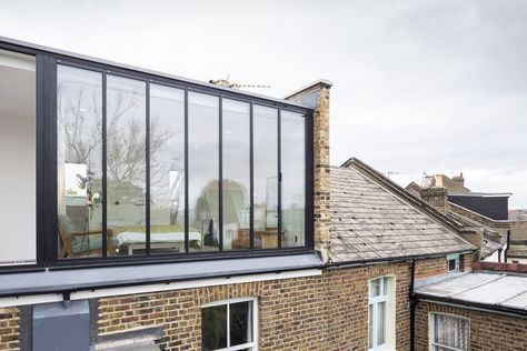 Shepherd’s Bush Extension & Loft Conversion -  Salt Productions Ltd - Combining old and new architecture Loft Dormer, Loft Conversion Bedroom, Terrace Roof, Dormer Loft Conversion, Loft Windows, Contemporary Loft, Wooden Terrace, Roof Extension, Attic Conversion