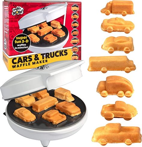 Car & Trucks Waffle Maker - Make 7 Different Race Cars, Trucks, and Automobile Vehicle Shaped Pancakes - Electric Non-Stick Pan Cake Kid's Waffler Iron, Fun Easter Basket Stuffer Gift for Breakfast Shaped Pancakes, Fun Easter Baskets, Mini Waffle Maker, Breakfast Gift, Waffle Irons, Belgian Waffle Maker, Pancake Maker, Pan Cake, Breakfast Lovers