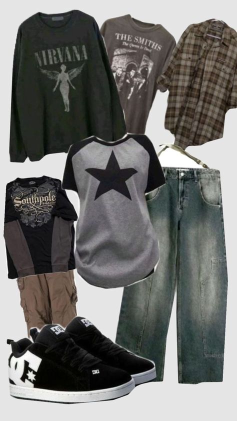 Emo Band Shirt Outfits, Midwest Grunge Outfit, Actual Grunge Outfits, Simple Grunge Outfits For School, Nirvana Inspired Outfits, Grunge Clothes Ideas, Masc Outfits Grunge, Deftones Inspired Outfit, Men’s Grunge