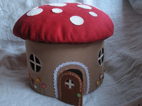 IMG_9344 Diy Felt Fairy House, Mushroom Dollhouse, Toadstool Fairy, House Cardboard, House Tutorial, Fabric Doll House, Felt Craft Projects, Serrated Knife, Felt Mushroom