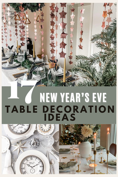 17 New Year's Eve table decoration ideas New Year Table Centerpieces, New Year’s Eve Table Centerpiece, New Years Table Setting, New Year’s Eve Table Decor, New Years Table Decorations Ideas, Nye Tablescape, New Year Table Setting Ideas, New Year Dinner Table Decoration, New Years Eve Table Decorations