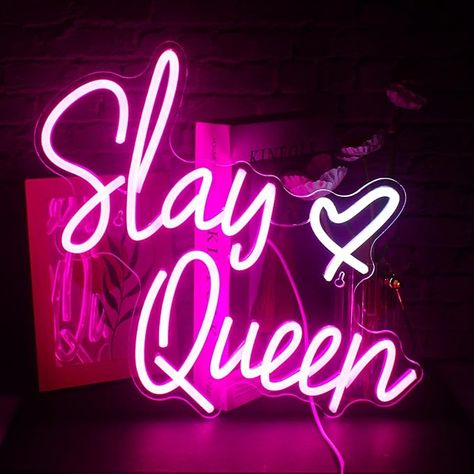 FAXFSIGN Slay Queen Neon Sign Pink White LED Neon Light Up Signs for Wall Decor Usb Neon Light for Bedroom Preppy Girl Aesthetic Room Dorm Decor Y2k Party Gifts Queen Neon Sign, Bedroom Preppy, Preppy Girl Aesthetic, Neon Lights Bedroom, Pink Girl Room, Slay Queen, Y2k Party, Toy Room, Light Up Signs