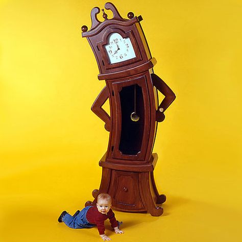 This clock is just too fabulous! Furniture by Judson Beaumont. Luxury Baby Crib, Baby Bedroom Furniture, Funny Furniture, Grandfather Clocks, Straight Line Designs, Cute Clock, Whimsical Furniture, Nursery Glider, Pendulum Clock