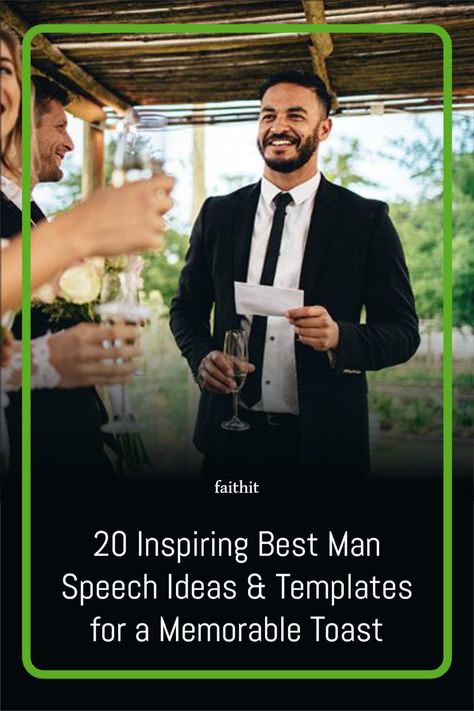 Giving a best man speech is an important job! Here are 20 unique ideas and expert templates for crafting the perfect best man speech to get you started blending humor, sincerity, and personal stories to honor the groom and delight the wedding guests. Best Man Speech Ideas, Christian Weddings, Funny Anecdotes, Best Man Speech, Speech Ideas, Best Speeches, Touching Stories, Stand Up For Yourself, Christian Wedding