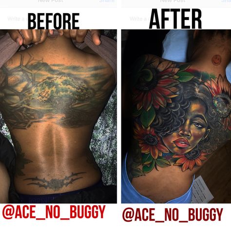 Large Lower Back Cover Up Tattoos For Women, Large Back Tattoos For Women Cover Up, Back Tattoo Cover Up Ideas For Women, Dark Tattoo Cover Up Ideas For Women, Cover Up Tattoos Before And After, Cover Up Tattoos For Women, Nice Tattoos, Tattoo Reference, Awesome Tattoo