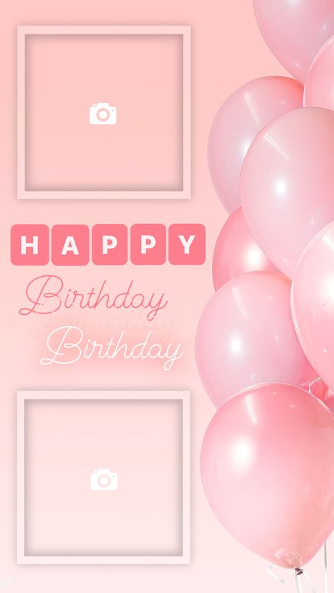 Birthday Template For Instagram, Pink Balloons Birthday, Template For Instagram Stories, Happy Birthday Photo Editor, Birthday Layout, Best Birthday Wishes Quotes, Happy Birthday Icons, Happy Birthday Clip Art, Futurisme Retro