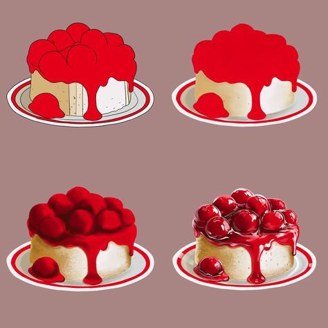 How To Draw Food Digital Art, How To Draw Food Step By Step, Food Illustration Tutorial, Food Drawing Tutorial, Basic Digital Art, Cake Digital Art, Cheesecake Tutorial, Digital Art Lessons, Digital Art Tutorials