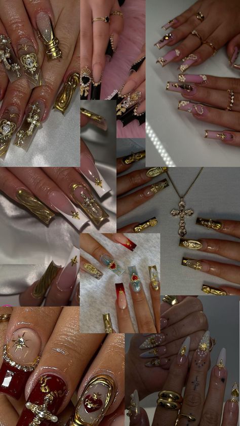 Christian Nail Inspo Christian Nails, 21st Birthday Nails, Hoco Nails, Paris Nails, Punk Nails, Glitter Gel Nails, Nail Design Inspiration, Classy Acrylic Nails, Unique Acrylic Nails