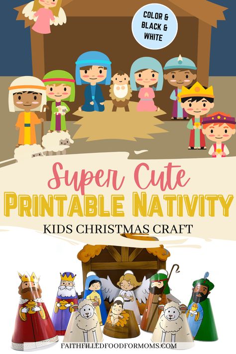 Teach kids the real meaning of Christmas. Fun Printable Christmas Nativity Crafts for Kids with Bible Verses and teaching suggestions! #Nativity #Kids #crafts #Christmas Christmas Nativity Crafts For Kids, Christmas Nativity Crafts, Nativity Crafts For Kids, Christmas Sunday School Crafts, Nativity Printables, Christmas Nativity Scene Diy, Christian Christmas Crafts, Nativity Activity, Printable Nativity