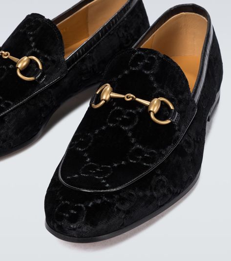 Gucci Jordaan GG velvet loafers Velvet Loafers Mens, Gucci Jordaan, Black Shoes Men, Velvet Slippers, Velvet Loafers, Jacquard Design, Gucci Men Shoes, Swag Shoes, Black Loafers