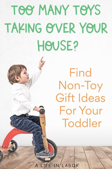 Is your home being taken over by toys? Looking to get your toddler something they will love without cluttering your house with more toys that all do the same thing? Find non-toy gift ideas that your toddler will love. #alifeinlabor #giftideas #toddlergifts Top Toddler Toys, Gift Ideas For Toddlers, New Baby Checklist, Best Toddler Gifts, Toddler Hacks, Best Toddler Toys, Toddler Parenting, Trendy Family, Non Toy Gifts