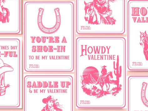 These Western Valentine's Cards are perfect for your child's classroom Valentine's party! Sweet and simple and oh so cute! These easy-to-use and high-quality cards are easy to print at home, or at an online/in-store printer. Cowboy Valentines, Classroom Valentines Party, Valentines Puns, Kids Classroom, Classroom Valentine, Valentines Party, Valentines For Kids, Be My Valentine, Valentine Day Cards