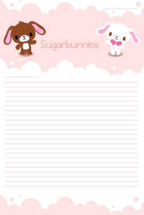 Letter from Sugarbunnies by Cloty-chan on deviantART Rilakkuma Cat, Kawaii Printables, Printable Lined Paper, Writing Paper Printable Stationery, Notepaper, Note Sheet, Writing Paper Printable, Kawaii Pens, Memo Paper