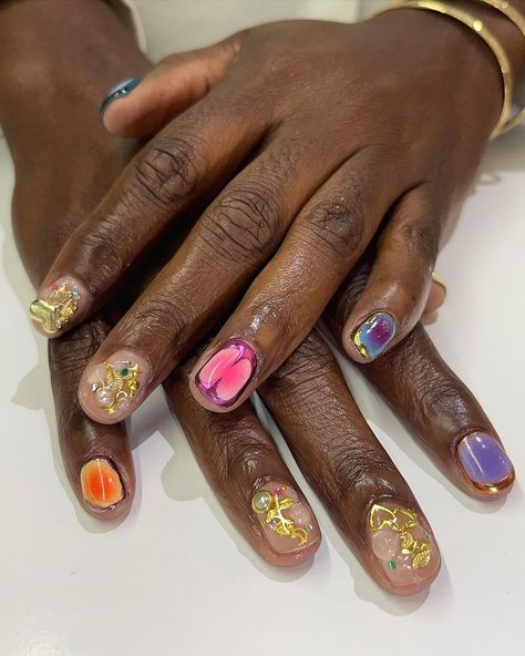 Gel Overlay Nails, Gel Manicure Designs, Funky Nail Designs, Natural Nails Manicure, Overlay Nails, Natural Gel Nails, Minimal Nails Art, Natural Nail Designs, Nail Collection