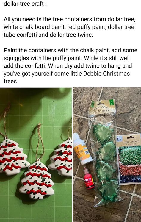 Christmas Tree Container, Little Debbie Christmas Tree, Ornaments Diy Kids, Kids Christmas Crafts Easy, December Crafts, Little Debbie, Diy Christmas Tree Ornaments, Tree Cake, Dollar Tree Christmas