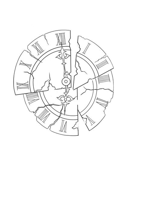 Pocket Watch Outline, Clock Tattoo Stencil, Old Clock Tattoo, Time Piece Tattoo, Simple Leg Tattoos, Broken Clock, Geometric Wolf Tattoo, Watch Tattoo Design, Clock Stencils