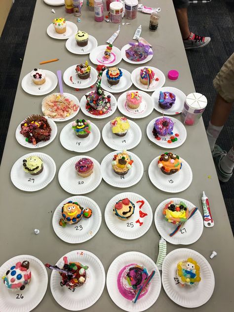 Emoji-themed Teen Time Cupcake Wars challenge at the Gibson Library in Henderson, NV. Teen Programs, Cupcake Wars, Library Programs, Henderson Nv, Program Ideas, Activity Days, Gibson, Cupcake