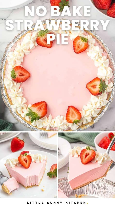 No-Bake Strawberry Pie made with Jell-O and Cool Whip is a classic recipe that is so simple to make! Strawberry Cool Whip Pie, Strawberry Pie With Jello, No Bake Strawberry Pie, Cool Whip Recipes, Baked Strawberry Pie, Whip Recipes, Cool Whip Pies, Summer Pies, Jello Pie