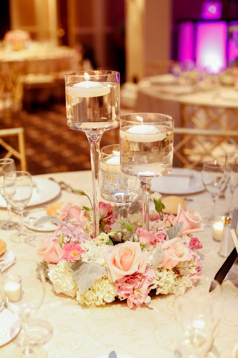 Flowers Candles Centerpiece, Floating Rose Centerpiece, Roses Submerged In Water Centerpieces, Romantic Candle Centerpieces, Rose Floating Candle Centerpiece, Rose Floating In Vase, Floating Candles Lake, White Rose Floating Candle Centerpiece, Floating Candle Centerpieces Wedding