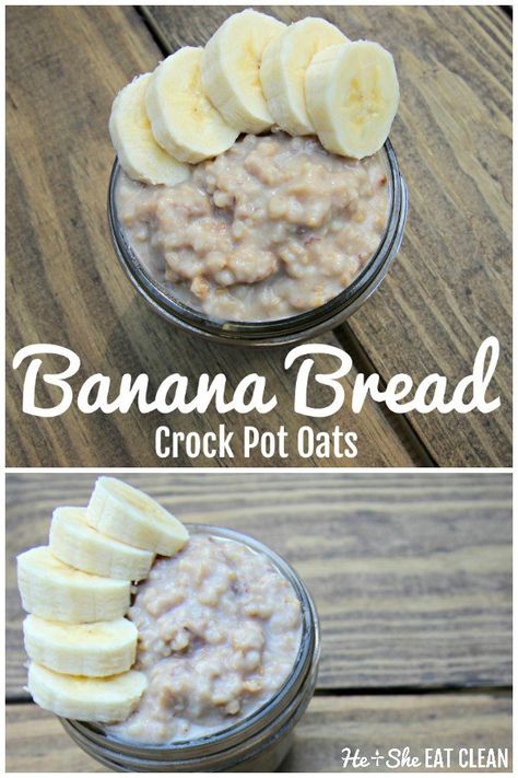 Banana Bread Overnight Crock Pot Oats! This easy recipe cooks while you sleep or work and is ready when you are! #crockpot #breakfast #oatmeal #recipe Oatmeal Recipes Easy, Crock Pot Oats, Easy Oatmeal Recipes Breakfast, Crockpot Banana Bread, Crock Pot Ideas, Healthy Breakfast Quiche, Crockpot Oatmeal, Breakfast Oatmeal Recipes, Breakfast Oatmeal