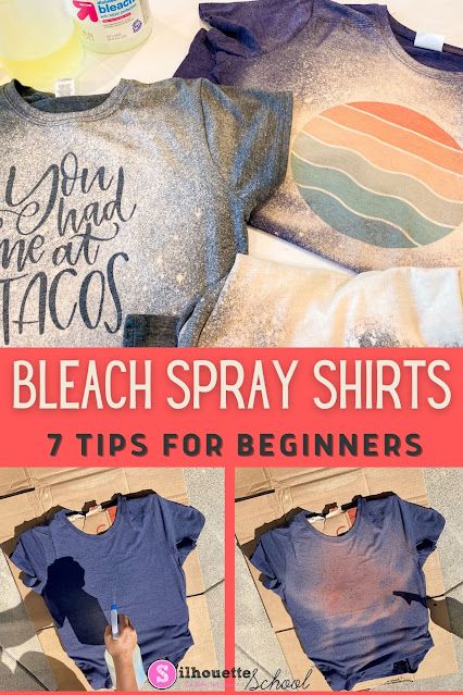 Bleach Spray Shirts: 7 DIY Tips for Beginners - Silhouette School Shirts With Vinyl, Bleach Spray Shirt, Bleach Spray, Diy Bleach, Bleach Shirt Diy, Diy Tie Dye Techniques, Tie Dye Patterns Diy, Bleached Flannel Shirt, Silhouette School Blog