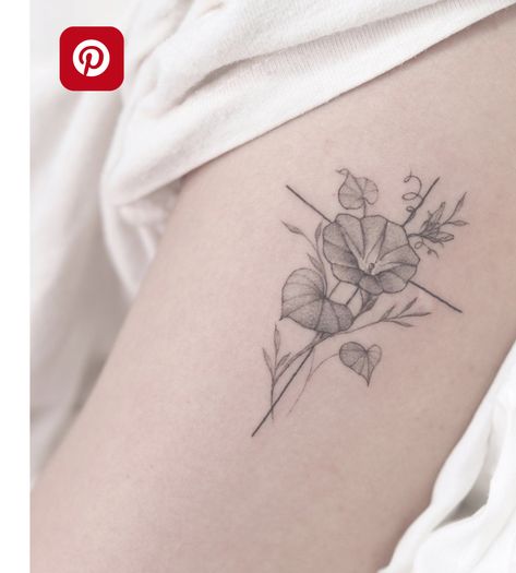 White Morning Glory Tattoo, Morning Glory Tattoo Black And White, Morning Glory Tattoo Simple, Aster And Morning Glory Flower Tattoo, Hallelujah Tattoo, Moonflower Tattoo, Aster And Morning Glory, Flower Spine Tattoo, Aster Tattoo