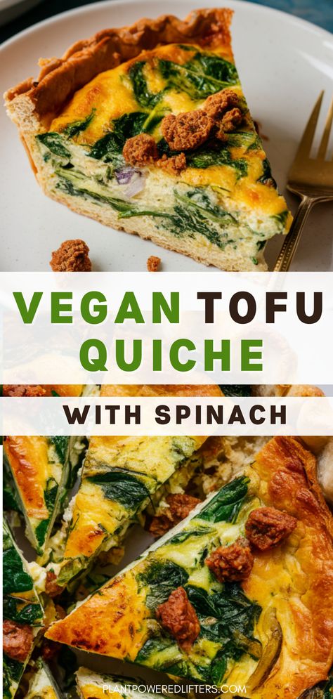 Tofu Breakfast Quiche High Protein Vegan Lunch, Protein Vegan Breakfast, Tofu Quiche, Protein Vegan Meals, High Protein Vegan Meals, Quiche With Spinach, High Protein Vegan Breakfast, Tofu Breakfast, Vegan Quiche