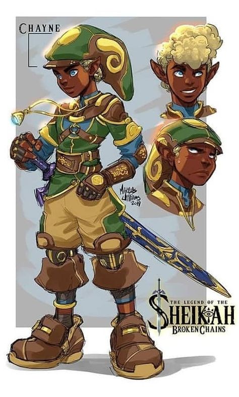 Chayne from Legend of the Sheikah: Broken Chains.  Art and concept by @marcusthevisual on Instagram Legend Of Zelda Sheikah Oc, Goron Zelda Oc, Sheikah Oc, Afrofuturism Design, Black Zelda, Chains Art, Zelda Game, Zelda Funny, Zelda Art