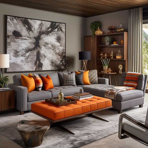 Dark Grey And Orange Living Room, Gray Orange Living Room, Rust And Yellow Living Room, Orange Grey Living Room, Tan And Orange Living Room, Burnt Orange And Gray Living Room, Gray And Terra Cotta Living Rooms, Grey And Cognac Living Room, Orange And Gray Living Room