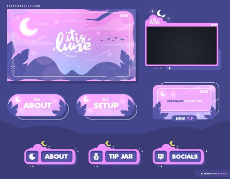 Stream Graphics on Behance Twitch Streaming Setup, Streaming Setup, Overlays Cute, Arts Stream, Desain Editorial, Twitch Overlay, Game Ui Design, Twitch Channel, 로고 디자인