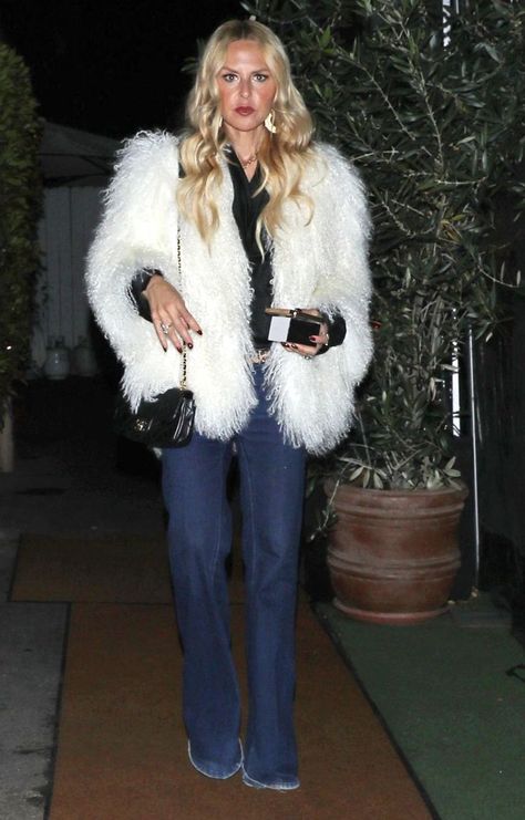 Rachael Zoe, Rachel Zoe Style, Fluffy Coat, Rachel Zoe, Denim Flares, Dressy Casual, Santa Monica, Bell Bottoms, Style Icons