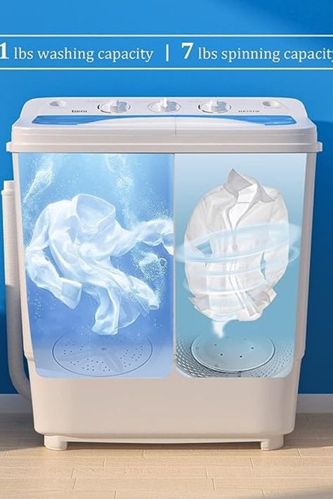 Erivess Portable Twin Tub 18lbs Washing Machine with Drying Rack, 11lbs Washer Mini Compact Laundry Machine with 7lbs Drain Pump, Semi-automatic Washer Combo for Dorms, Apartments (18lbs) Twin Tub Washing Machine, Portable Washer And Dryer, Twin Tub, Compact Laundry, Portable Washer, Mini Washing Machine, Washer Dryer Combo, Outdoor Storage Sheds, Shed Storage