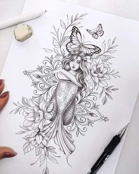 Mermaid Best Friend Tattoos, Meanings Of Tattoos, Mermaid Thigh Tattoo, Mermaid Sleeve Tattoos, Mermaid Tattoo Designs, Hip Tattoos Women, Leg Tattoos Women, Mermaid Tattoo, Mermaid Tattoos