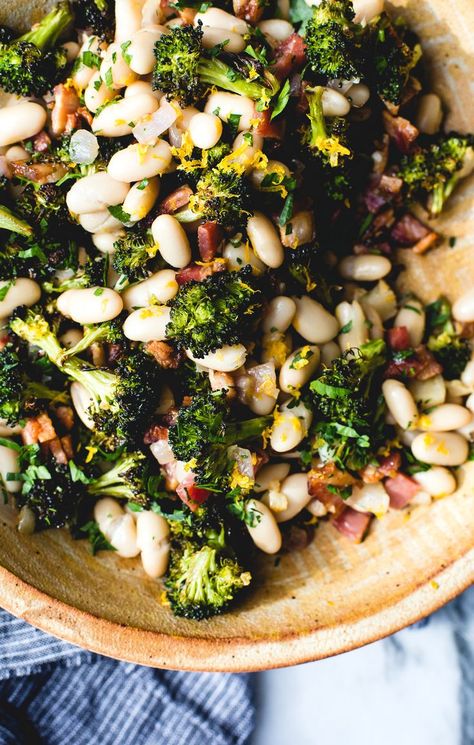 Roasted Broccoli and Lemony White Beans with Bacon {via heartbeet kitchen} Northern Beans Recipe, Great Northern Beans Recipe, Broccoli Roasted, Beans With Bacon, Recipe With Lemon, Northern Beans, Great Northern Beans, Beans Recipe, Roasted Broccoli