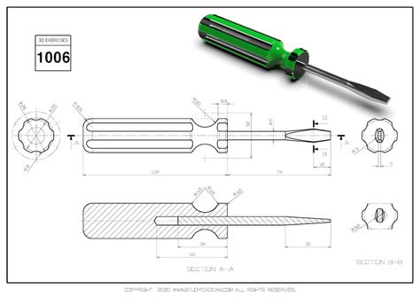 3D CAD EXERCISES 1006 - STUDYCADCAM Cad Drawing Mechanical, Solidworks Exercises, Autocad 3d Modeling, 3d Cad Exercises, 3d Blueprint, Autocad Inventor, Autocad Isometric Drawing, Autocad Training, Dj Download