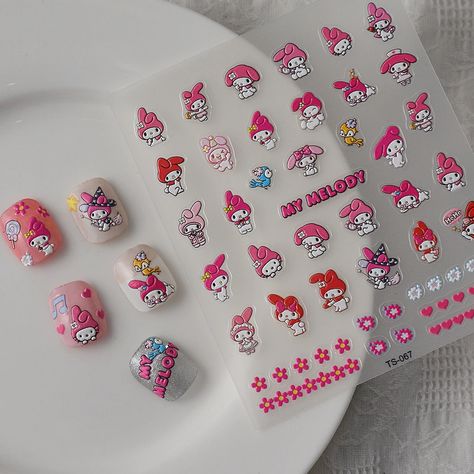 TS 067 Rabbits 5D Nail Stickers Slider For Manicure Polish Nail Transfer Sliders Manicure Tips| | - AliExpress Nails Stickers Designs, Sticker Nail Designs, Nail Sticker Inspiration, Nail Sticker Ideas, Nail Stickers Designs Ideas, Acrylic Nails Kit, Anime Nail Stickers, Flower Stickers Nails, Hello Kitty Sticker Nails