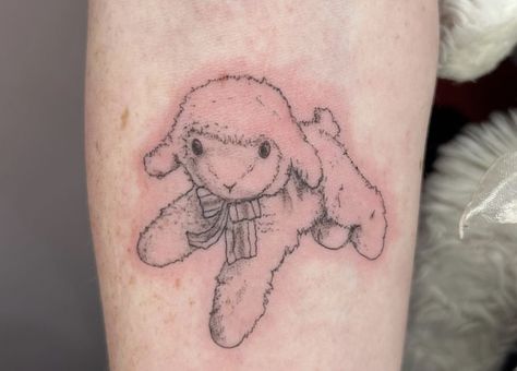 Cartoon Lamb Tattoo, Lamb Stuffed Animal Tattoo, Small Lamb Tattoo, Baby Lamb Tattoo, Stuffed Animal Tattoo, Cartoon Lamb, Lamb Tattoo, Tattoos 2023, Lamb Stuffed Animal