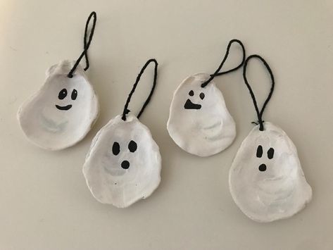 👻 This set of 4 oyster shell ghosts are a must have for your Halloween decor! Check them out in my Etsy shop today! 👻 https://charmingcoast.etsy.com/listing/1702844843 #halloween #halloweendecor #ghost #spooky #seashells #beach #oysters #oceanlover #sand #shell #fall #october #trickortreat #halloweencostume #gift #giftideas #present #pumpkin #pumpkinspice Oyster Shell Ghost, Oyster Shell Ornaments, Fall October, Shell Ornaments, Ocean Lover, Oyster Shell, Jacksonville Fl, Ornament Set, Halloween Decor