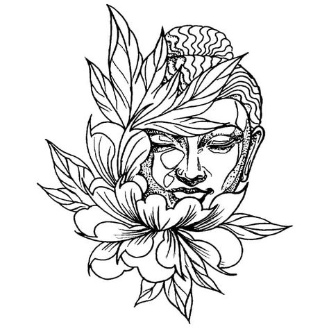 Buddha Black And White, Buda Tattoo, Black And White Tattoo, Buddha Drawing, Buddha Black, Buddha Tattoo Design, Polynesian Tattoos, Buddha Art Drawing, Buddha Tattoos